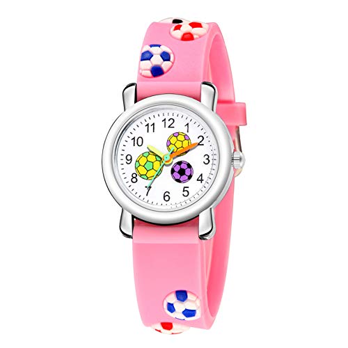 Tonsee Accessoire Kinder Armbanduhr Billig Musteruhr Relief Sport Trend Mode 3D Geschenk Kinder Fußball Quarz Kinderuhr Ortungsuhr Für Kinder (Pink, One Size) von Tonsee Accessoire