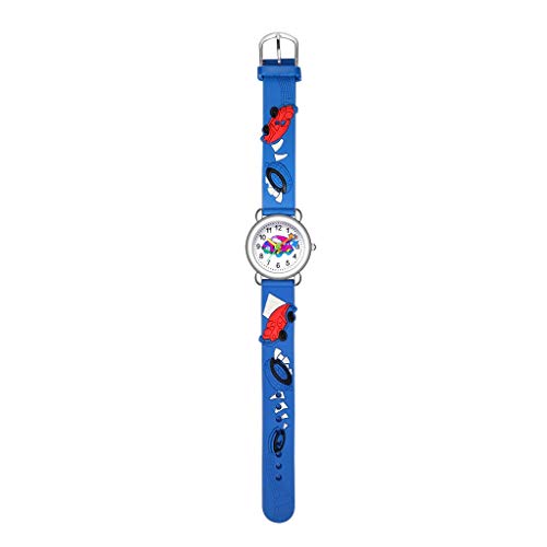 Tonsee Accessoire Kinder Armbanduhr Nickelfrei Kinder-Geschenk-Muster-Kinderkarikatur-Uhr-Nette Jungen-Quarz-Uhr-analoge Handgelenk-Kinderuhr H Armbanduhr (Blue, One Size) von Tonsee Accessoire