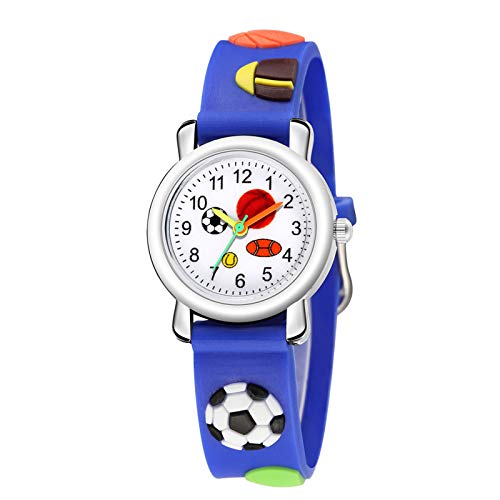 Tonsee Accessoire Mädchenuhr Mode Fußball Sport Relief Geschenk Uhr Trend Kinder Quarz 3D Muster Kinderuhr ene Damenuhr Klein (Blue, One Size) von Tonsee Accessoire