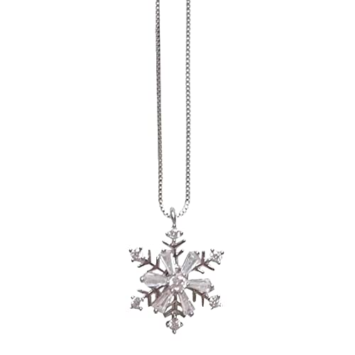 Tonsee Accessoire Necklaces aus Stainless Steel Weihnachtshalskette Silber Schneeflocke Halskette Schnee Rotierende Halskette Silber Schneeflocke Strass Halskette für Frauen (h-Silver, One Size) von Tonsee Accessoire