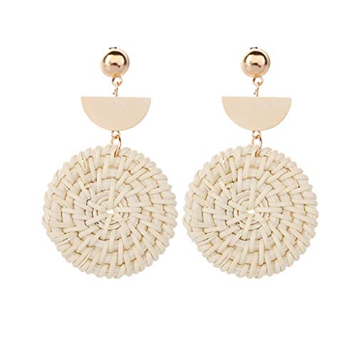 Tonsee Accessoire Ohrringe Damen Ohrstecker Basic Handgefertigte Damenschmuck im Stil raffin Retro Bohemian dimensional Pearl Rattan Ohrringe Ohrringe Troddeln (a-beige, One Size) von Tonsee Accessoire