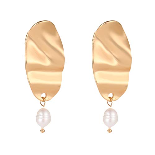 Tonsee Accessoire Ohrringe Damen Ohrstecker Basic Unregelmäßige Damenohrschmuck kreative Chemie Perlen geformte Ohrringe Ohrringe Troddeln (h-Gold, One Size) von Tonsee Accessoire