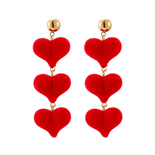 Tonsee Accessoire Ohrringe Damen Ohrstecker Heart Nai Gold besetzt Modeohr Ohrringe DREI Frauen Ohrringe Display (5-Red, One Size) von Tonsee Accessoire