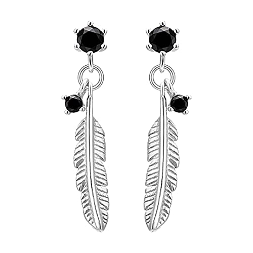 Tonsee Accessoire Ohrringe Damen Ohrstecker Silberne Nadel-Feder-Ohrringe Legierungs-Ohrringe Kalte Wind-Ohrringe Weibliche Ohrringe Geschenke Stange Ohrringe (Black #9, One Size) von Tonsee Accessoire