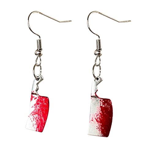 Tonsee Accessoire Ohrringe Damen Scheren-Tropfen-Ohrringe für Frauen-Mädchen-Blut gedruckte Scheren-Ohrringe Hallowee-Party-Horror-Ohrringe Ohrringe Aus 14 (E-8, One Size) von Tonsee Accessoire