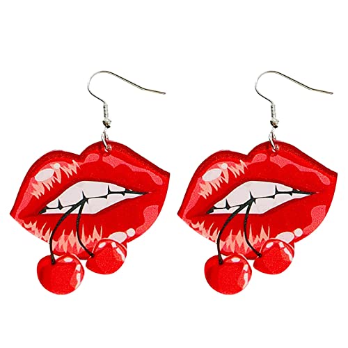 Tonsee Accessoire Ohrringe Stern Ohrhänger Valentinstag Frauen Ohrringe Sexy Rote Lippen Weinflasche Lippenstift High Heels Acryl Ohrringe Für Mädchen Party Roter Jaspis Ohrringe (C, One Size) von Tonsee Accessoire