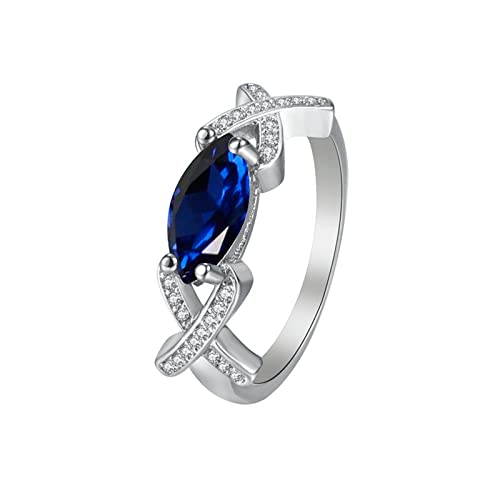 Tonsee Accessoire Ring Edelstahl Damen Ringe Damen-Kristallkombinationen Personalisierte Mode-Ringe Zirkon-Ringe Mode- eingelegte Augenringe Schaukelstange Mit Ringen (Blue, 8) von Tonsee Accessoire