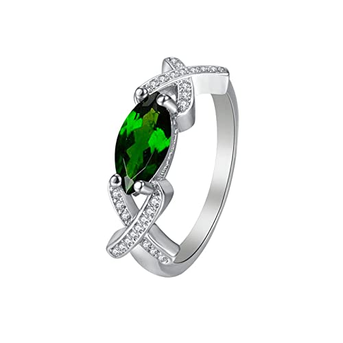 Tonsee Accessoire Ring Edelstahl Damen Ringe Damen-Kristallkombinationen Personalisierte Mode-Ringe Zirkon-Ringe Mode- eingelegte Augenringe Schaukelstange Mit Ringen (Green, 9) von Tonsee Accessoire