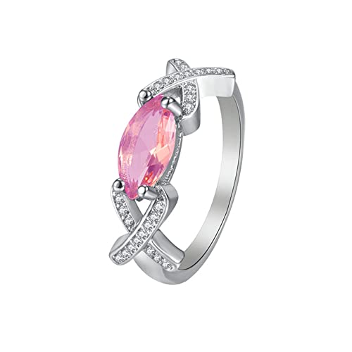 Tonsee Accessoire Ring Edelstahl Damen Ringe Damen-Kristallkombinationen Personalisierte Mode-Ringe Zirkon-Ringe Mode- eingelegte Augenringe Schaukelstange Mit Ringen (Hot Pink, 10) von Tonsee Accessoire