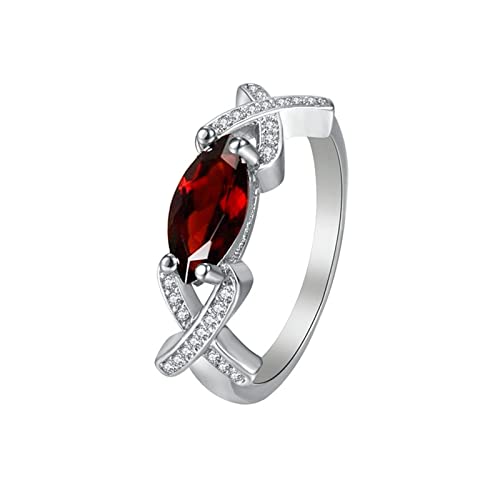 Tonsee Accessoire Ring Edelstahl Damen Ringe Damen-Kristallkombinationen Personalisierte Mode-Ringe Zirkon-Ringe Mode- eingelegte Augenringe Schaukelstange Mit Ringen (Red, 10) von Tonsee Accessoire