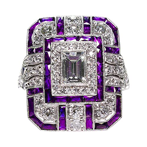 Tonsee Accessoire Ring Edelstahl Damen Ringe Luxus voller Birnenform Ring Schmuck Geburtstag Vorschlag Braut Verlobungsfeier Ring Duschvorhang Mit Ringen (Purple, 6) von Tonsee Accessoire