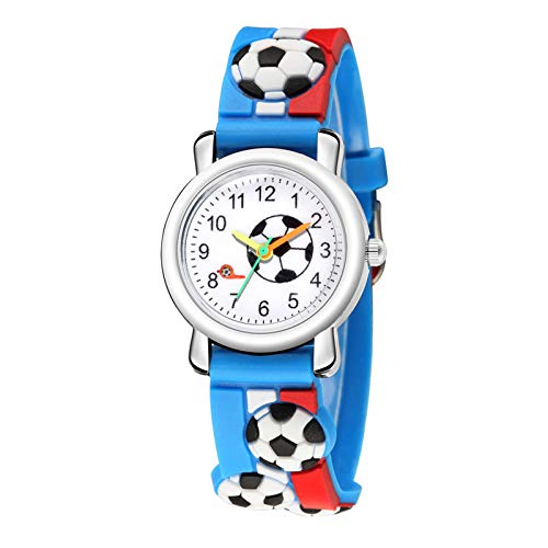 Tonsee Accessoire Sportuhr Lernuhr Junge Muster Uhr Mode Quarz Sport Fußball Geschenk Trend 3D Relief Kinder Kinderuhr Ansehen Für Kinder Lernuhr (Blue, One Size) von Tonsee Accessoire