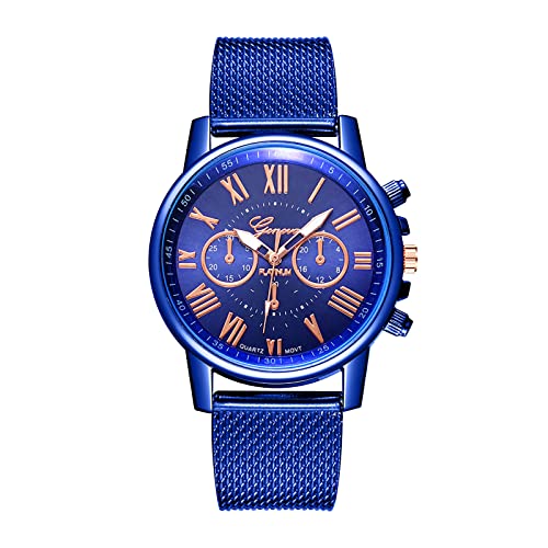 Tonsee Accessoire Sportuhr Mini Damenuhren Quarzwerk Mädchen Damen Armbanduhr PVC Mesh Gürtel Uhr Damen Analog Quarz Armbanduhr mit Edelstahlarmband (Blue, One Size) von Tonsee Accessoire