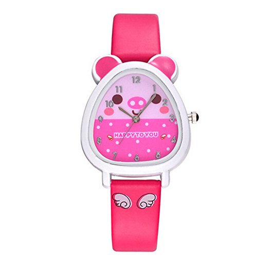 Tonsee Accessoire Sportuhr Vintage Animal Design Junge Mädchen Kinder Quarzuhr Geburtstagsgeschenk für Kinder Silberne Herrenuhr (Hot Pink, One Size) von Tonsee Accessoire