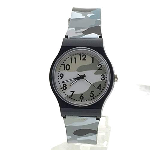 Tonsee Accessoire Sportuhr Wasserdicht Camouflage Armbanduhr Junge für Mädchen Kinder Quarzuhr Kinderuhr Ansehen Für Kinder Wecker (Grey, One Size) von Tonsee Accessoire