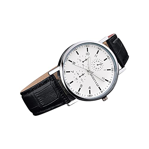 Tonsee Accessoire Sportuhr WeiB Zifferblatt Gürtel Geschenk Klassischer Herrenkalender Trend Roman Creative Strap Scale Herrenuhr Uhr Kinder Armbanduhr Lernen (A-White, One Size) von Tonsee Accessoire