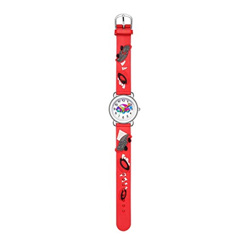 Tonsee Accessoire Uhr Kinder Analog Kindermuster Geschenk Handgelenk Jungen Kinder Cartoon Uhr Niedliche Quarzuhren Kinderuhr Damen Digitaluhr Perlen (Red, One Size) von Tonsee Accessoire