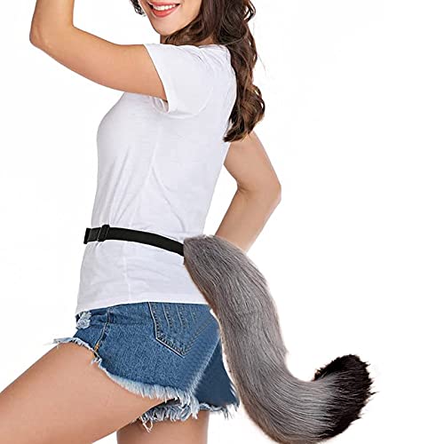 Tonsee Accessoire Und Handschuhe Halloween Fancy Tail Wolf Weihnachten Set Clip Kostüm Party Ohren Körperkette Halskette Aus ener Kette (Grey, One Size) von Tonsee Accessoire