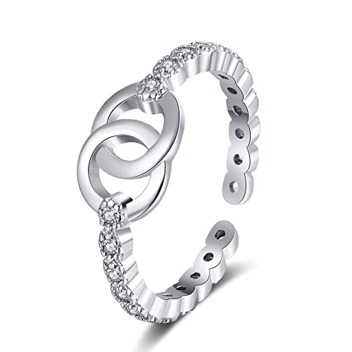 Tonsee Accessoire Verstellbare Damen Ringe Schmuck Europäische und amerikanische Doppelring Ring Personalisiertes Mesh Rot Runde Öffnung Verstellbarer Zeigefingerring Ringetui Für 2 Ringe (A, A) von Tonsee Accessoire