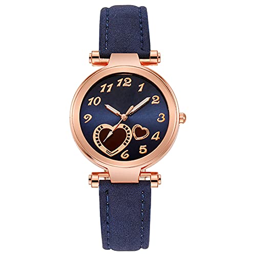 Tonsee Accessoire ene Damenuhr Perlen Uhr Mode eine Freizeituhr für Frauen Herz Cute Style Quarzuhr Lederarmbanduhren Angleichen Damen Mode Armbanduhr (Blue, One Size) von Tonsee Accessoire