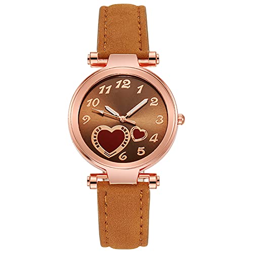 Tonsee Accessoire ene Damenuhr Perlen Uhr Mode eine Freizeituhr für Frauen Herz Cute Style Quarzuhr Lederarmbanduhren Angleichen Damen Mode Armbanduhr (Brown, One Size) von Tonsee Accessoire