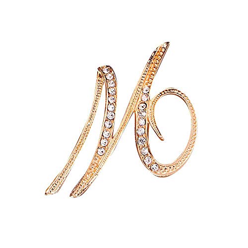 Tonsee Brosche 1PC Kristall 26 Englische Buchstaben Golden Brosche Paar Denkmal Schmuck Liebe Geschenke Schmuck Glitzersteine, Strasssteine, Brosche mit Initialen (M) von Tonsee Accessoire