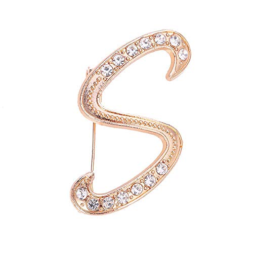 Tonsee Brosche 1PC Kristall 26 Englische Buchstaben Golden Brosche Paar Denkmal Schmuck Liebe Geschenke Schmuck Glitzersteine, Strasssteine, Brosche mit Initialen (S) von Tonsee Accessoire