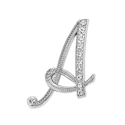 Tonsee Brosche 1PC Kristall 26 Englische Buchstaben Silber Brosche Paar Denkmal Schmuck Liebe Geschenke Schmuck Glitzersteine, Strasssteine, Brosche mit Initialen (A) von Tonsee Accessoire
