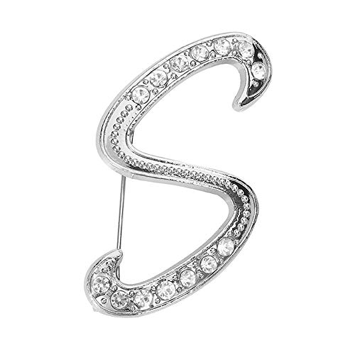 Tonsee Brosche 1PC Kristall 26 Englische Buchstaben Silber Brosche Paar Denkmal Schmuck Liebe Geschenke Schmuck Glitzersteine, Strasssteine, Brosche mit Initialen (S) von Tonsee Accessoire