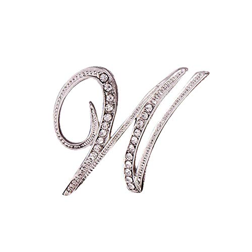 Tonsee Brosche 1PC Kristall 26 Englische Buchstaben Silber Brosche Paar Denkmal Schmuck Liebe Geschenke Schmuck Glitzersteine, Strasssteine, Brosche mit Initialen (W) von Tonsee Accessoire