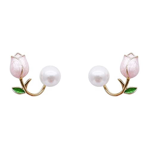 Tonsee Accessoire Totenkopf Ohrringe Damen Rosa Blumen-Frühlings- und Sommer-Ohrringe 2022 Junge Luxus-kleine Ohrstecker für Frauen Ohrringe Stecker (A, One Size) von Tonsee Accessoire