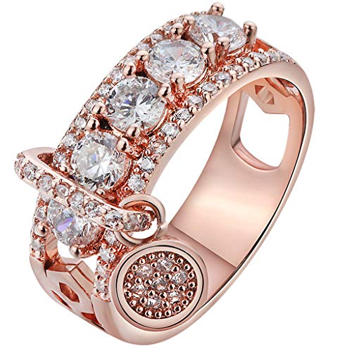 Trailer D Rings Persönlichkeit Einfache Retro Intarsien Strass Multicolor Ring Damen Schmuck Ringe Türkis (Rose Gold, 10) von Tonsee Accessoire