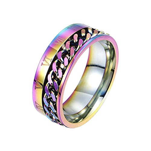 Zielfernrohr Ringe 25,4 Dominanter drehbarer Siple-Ketten-Persönlichkeits-Schmuck-Ring Neuer römischer Übertragungsring für Männer aus Stahl und Ringe Saturn Sebald (Color, One Size) von Tonsee Accessoire