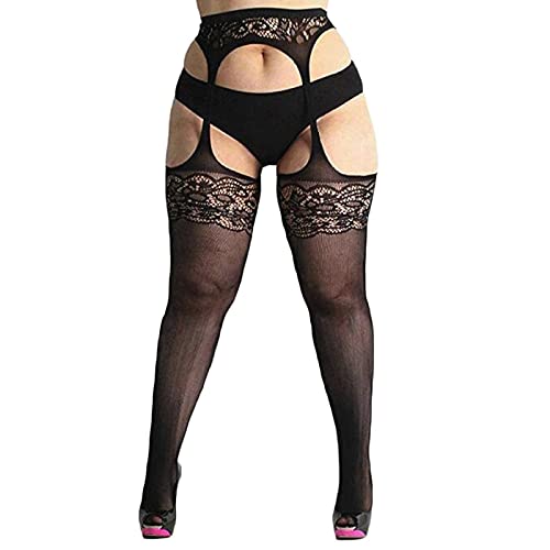 Tonsee Damen Sexy Spitze Strumpfhose Elegant Strapsstrümpfe Übergröße Strümpfe Hollow Out Strumpf Netzstrümpfe Versuchung Erotic lingerie Pantyhose Transparent Jahrgang Leggings (A) von Tonsee Bekleidung