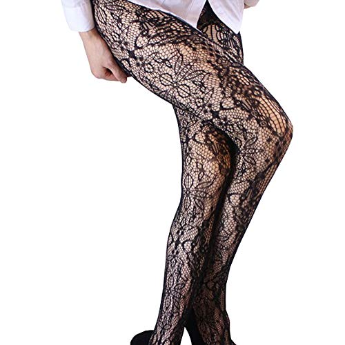 Tonsee Frauen Strumpfhosen Mode Elastische Mesh Weich Strümpfe Reizvoller Spitze Strumpfhosen Hohe Taille Pantyhose Netzstrumpfhose Leggings Transparent Strumpfhosen für Hohl Hosen (Schwarz) von Tonsee Bekleidung