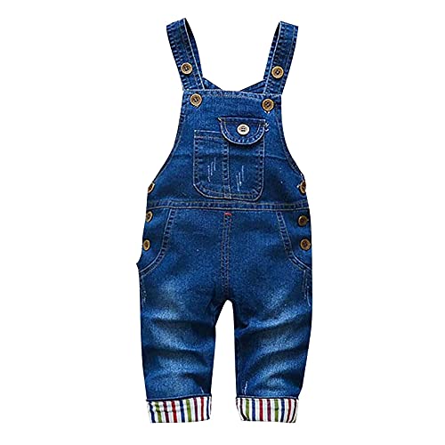 Tonsee Kleinkind Jungen Mädchen Overall Denim Latzhose Strap Jeanshosen Rompers Mode Einfarbig Ärmelloses Neugeborenes Baby Dicke Jumpsuit Hose (110, Blau2) von Tonsee Bekleidung