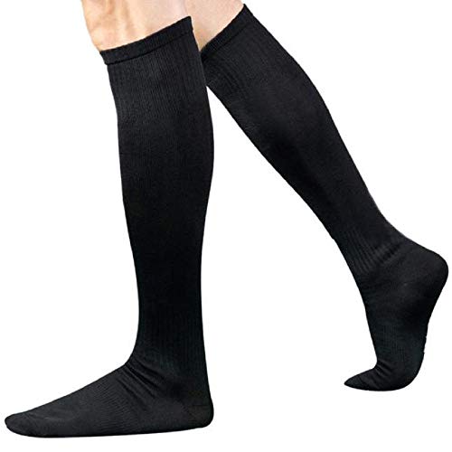 Tonsee Kniestrümpfe 1 Paar Herren Sportsocken Fußball Kniehohen Einfarbig Socken Lange Socken Stretc (Schwarz) von Tonsee Bekleidung