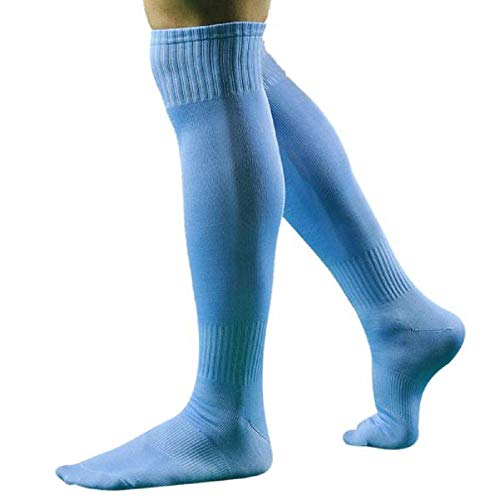 Tonsee Kniestrümpfe 1 Paar Herren Sportsocken Fußball Kniehohen Einfarbig Socken Lange Socken Stretc (Sky Blau) von Tonsee Bekleidung