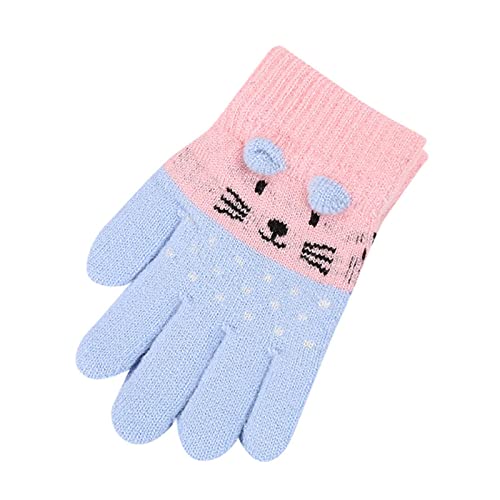 Tonsee Warm Kinder Handschuhe Fingerhandschuhe Kätzchen Druck Herbst Winter Kinderhandschuhe Strickhandschuhe Outdoor Winterhandschuhe für 3-7 Jahre Alter Mädchen Jungen (D) von Tonsee Bekleidung