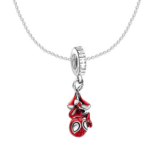 Tonsunul Spiderman Kette Silber S925 mit Charms Spiderman, Verstellbare Silber Kette mit SpiderMan Anhänger S925, Spider-Man Charms für Jungs Herren Frauen und Mädchen Geschenk für Muttertag von Tonsunul