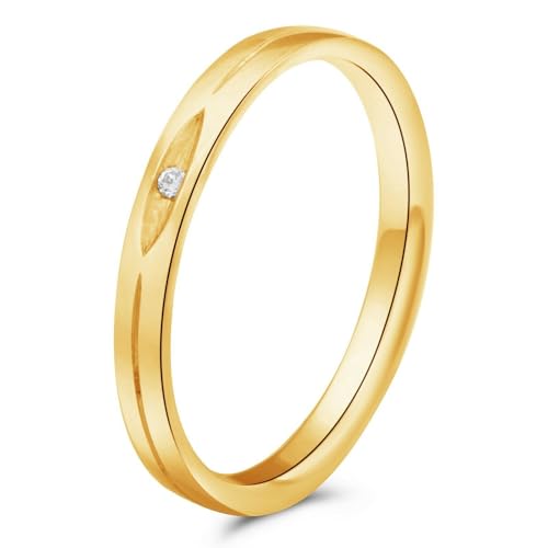 Ring Solitärring 925er Silber Massiv 585er Vergoldet 14 Karat Oberfläche Zirkonia Stein Weiß Made in Italy für Damen von Tony Fein