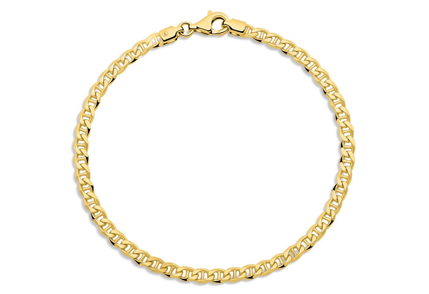 Tony Fein Armband Stegpanzerarmband 3,5 mm 585 Vergoldet Hochglanzpoliert, Made in Italy für Damen und Herren von Tony Fein