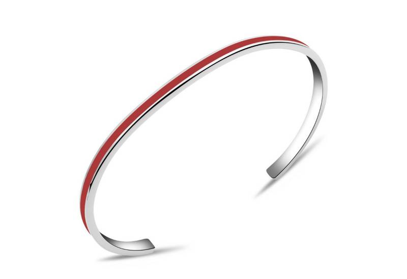 Tony Fein Armreif Armreif Emaille Rot 16cm 925er Silber Massiv Hochglanzpoliert, Made in Italy für Damen und Herren von Tony Fein