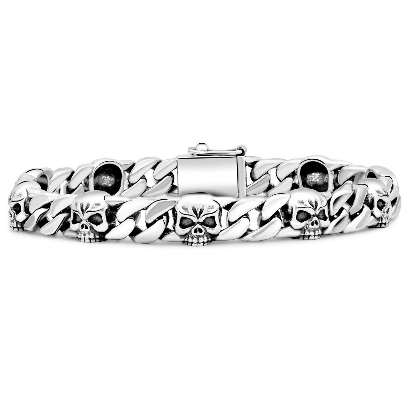 Tony Fein Armband Totenkopfarmband 9 mm 925er Silber, Made in Italy für Damen und Herren von Tony Fein