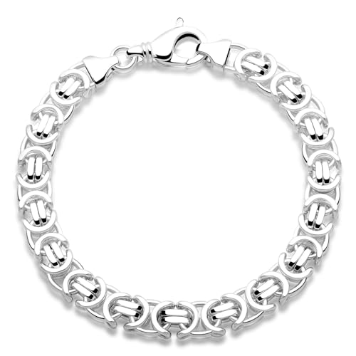 Tony Fein Etruskerarmband 8,5mm Königsarmband Flach Massiv 925 Sterling Silber Gestempelt für Damen und Herren Made In Italy von Tony Fein