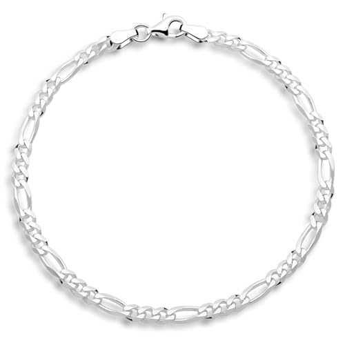 Tony Fein Figaroarmband 4mm Massiv 925 Sterling Silber für Herren und Damen Made in Italy von Tony Fein