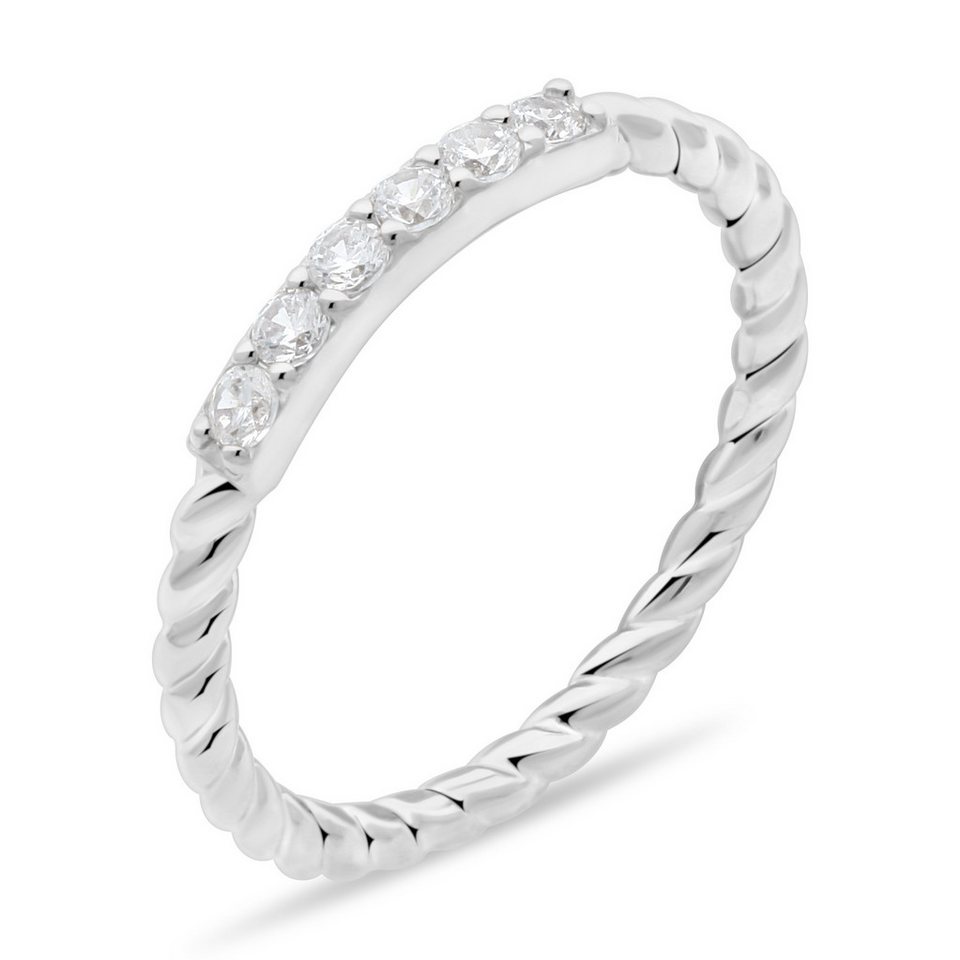 Tony Fein Fingerring Ring Gedreht 925er Silber Zirkonia Weiß, Made in Italy für Damen Tony Fein Fingerring Ring Gedreht 925er Silber Zirkonia Weiß, Made in Italy für Damen von Tony Fein