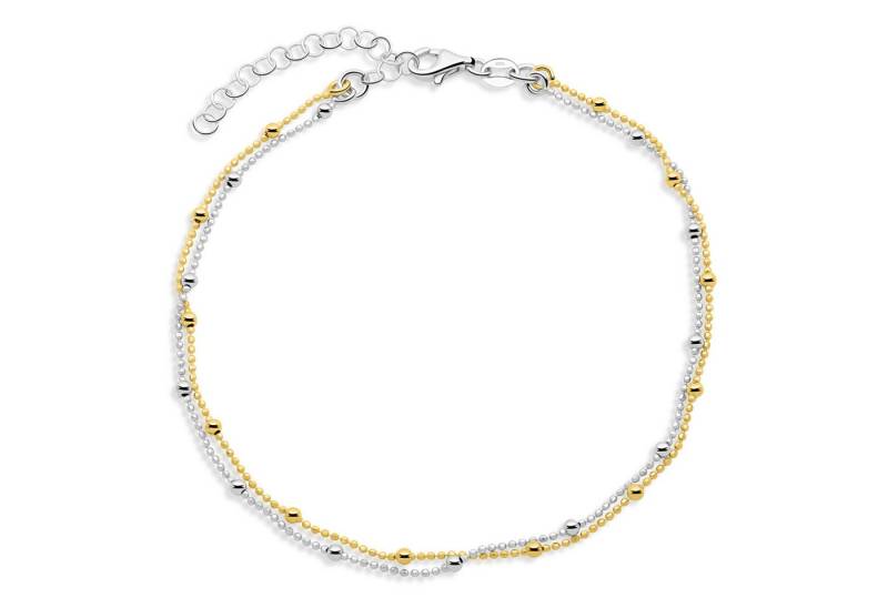 Tony Fein Fußkette Kugelkette 0.8mm 925er Silber 14 Karat 585er Vergoldet 22-26 cm, Made in Italy für Damen von Tony Fein