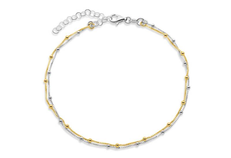 Tony Fein Fußkette Venezianer 0.8mm 925er Silber 14 Karat 585er Vergoldet 22 - 26 cm, Made in Italy für Damen von Tony Fein