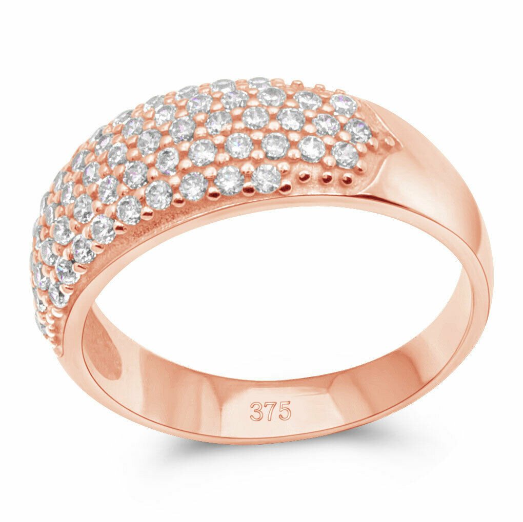 Tony Fein Goldring Cocktail Ring 375 Roségold mit Zirkonia Steinen, Made in Italy für Damen von Tony Fein